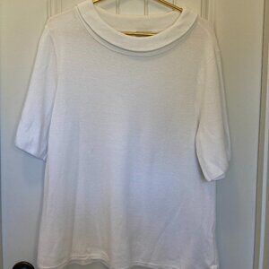 Talbots White Mock Neck Tee, Women’s 1X – Elbow Sleeve
